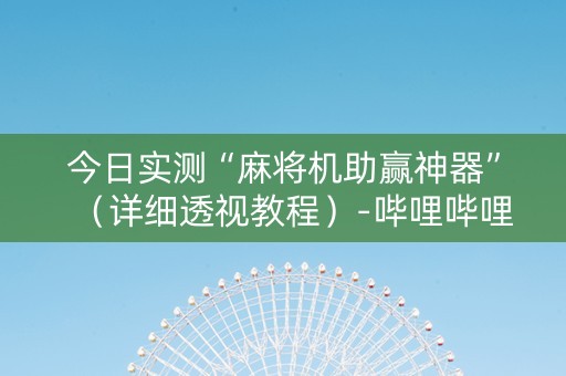 今日实测“麻将机助赢神器”（详细透视教程）-哔哩哔哩