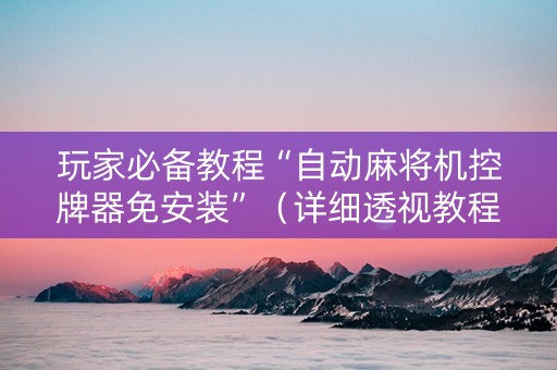 玩家必备教程“自动麻将机控牌器免安装”（详细透视教程）-哔哩哔哩