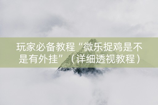 玩家必备教程“微乐捉鸡是不是有外挂”（详细透视教程）-哔哩哔哩