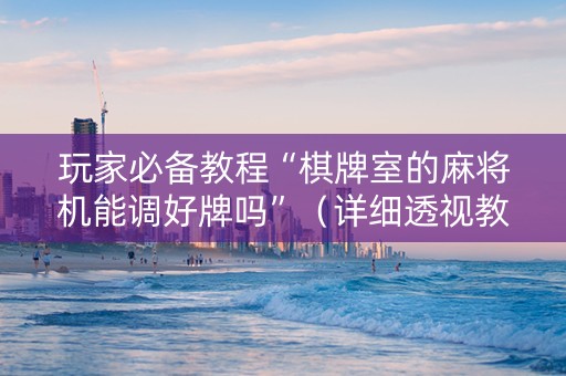 玩家必备教程“棋牌室的麻将机能调好牌吗”（详细透视教程）-哔哩哔哩