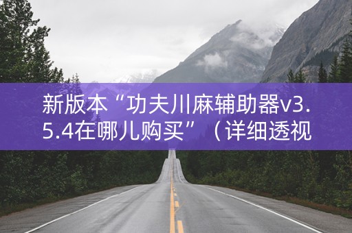 新版本“功夫川麻辅助器v3.5.4在哪儿购买”（详细透视教程）-哔哩哔哩