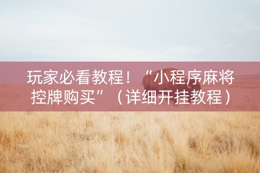 玩家必看教程！“小程序麻将控牌购买”（详细开挂教程）-哔哩哔哩