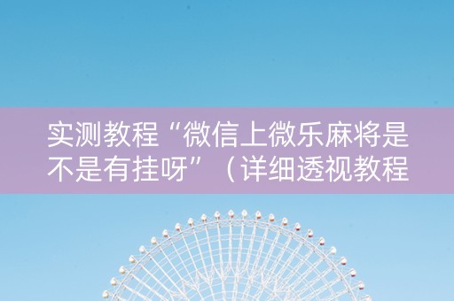 实测教程“微信上微乐麻将是不是有挂呀”（详细透视教程）-哔哩哔哩