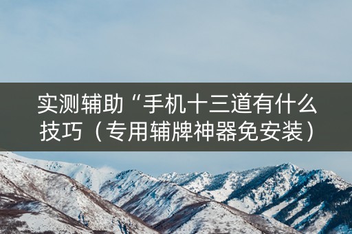实测辅助“手机十三道有什么技巧（专用辅牌神器免安装）