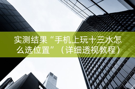 实测结果“手机上玩十三水怎么选位置”（详细透视教程）-哔哩哔哩
