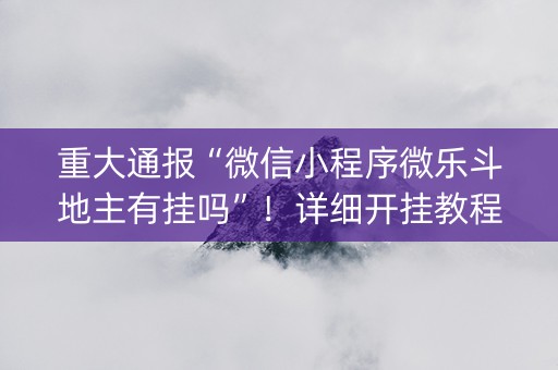 重大通报“微信小程序微乐斗地主有挂吗”！详细开挂教程（确实真的有挂)-知乎