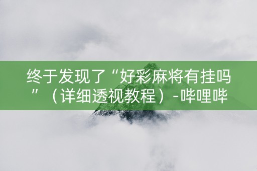 终于发现了“好彩麻将有挂吗”（详细透视教程）-哔哩哔哩