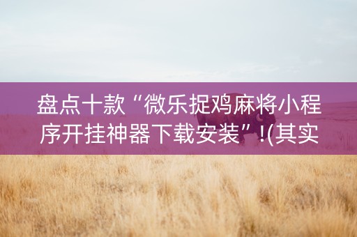 盘点十款“微乐捉鸡麻将小程序开挂神器下载安装”!(其实确实有挂)-知乎