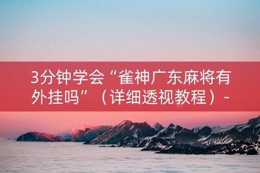 3分钟学会“雀神广东麻将有外挂吗”（详细透视教程）-哔哩哔哩