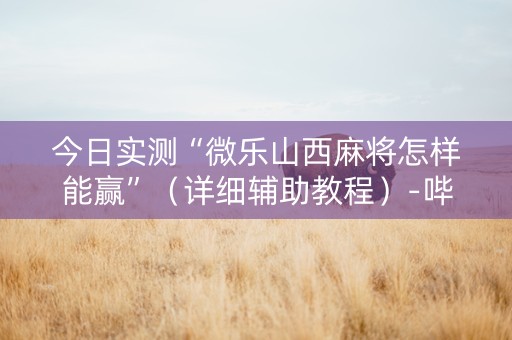 今日实测“微乐山西麻将怎样能赢”（详细辅助教程）-哔哩哔哩
