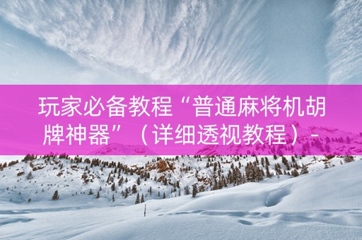 玩家必备教程“普通麻将机胡牌神器”（详细透视教程）-哔哩哔哩
