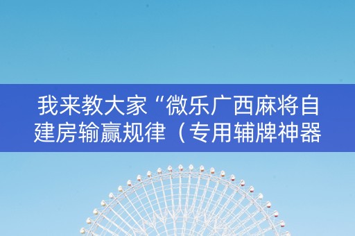 我来教大家“微乐广西麻将自建房输赢规律（专用辅牌神器免安装）