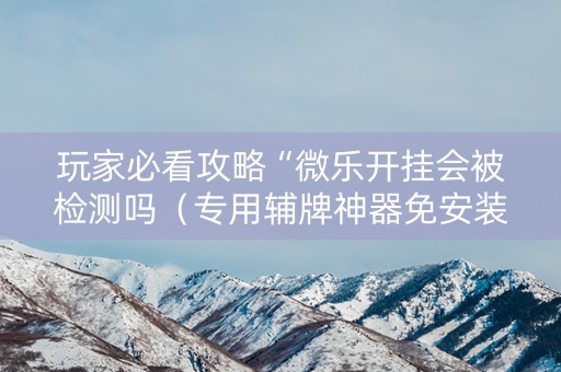 玩家必看攻略“微乐开挂会被检测吗（专用辅牌神器免安装）