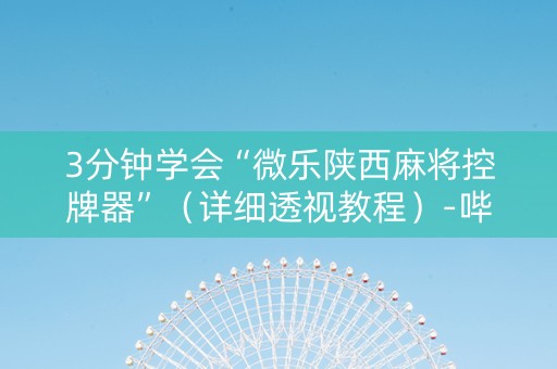3分钟学会“微乐陕西麻将控牌器”（详细透视教程）-哔哩哔哩