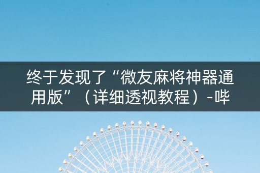 终于发现了“微友麻将神器通用版”（详细透视教程）-哔哩哔哩