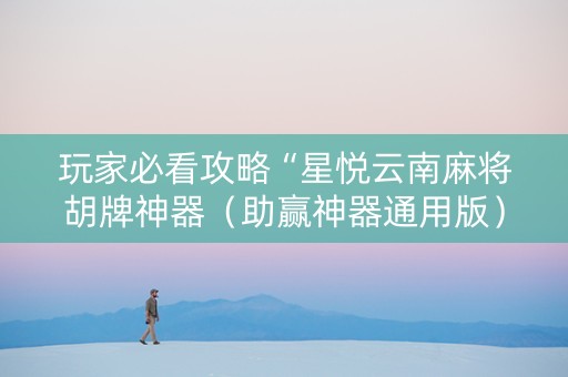 玩家必看攻略“星悦云南麻将胡牌神器（助赢神器通用版）