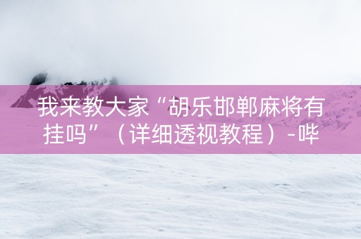 我来教大家“胡乐邯郸麻将有挂吗”（详细透视教程）-哔哩哔哩