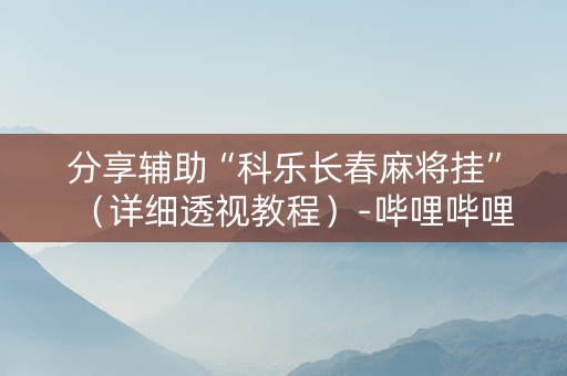 分享辅助“科乐长春麻将挂”（详细透视教程）-哔哩哔哩