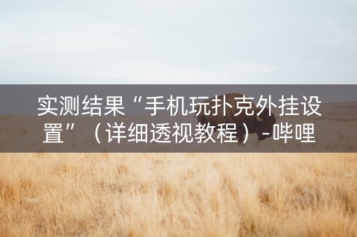 实测结果“手机玩扑克外挂设置”（详细透视教程）-哔哩哔哩