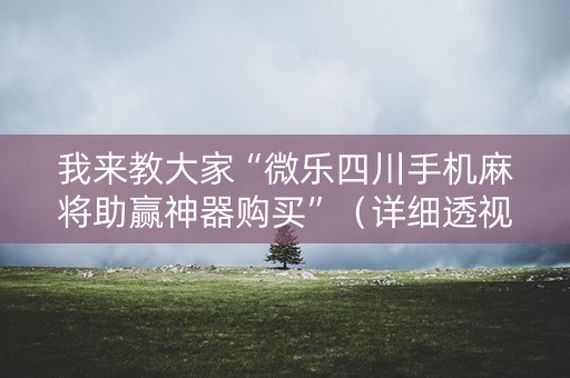 我来教大家“微乐四川手机麻将助赢神器购买”（详细透视教程）-哔哩哔哩
