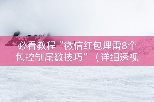 必看教程“微信红包埋雷8个包控制尾数技巧”（详细透视教程）-哔哩哔哩