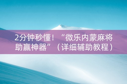 2分钟秒懂！“微乐内蒙麻将助赢神器”（详细辅助教程）-哔哩哔哩
