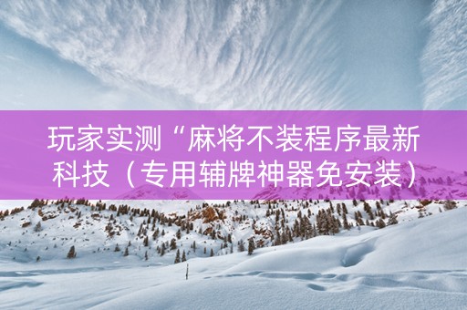 玩家实测“麻将不装程序最新科技（专用辅牌神器免安装）
