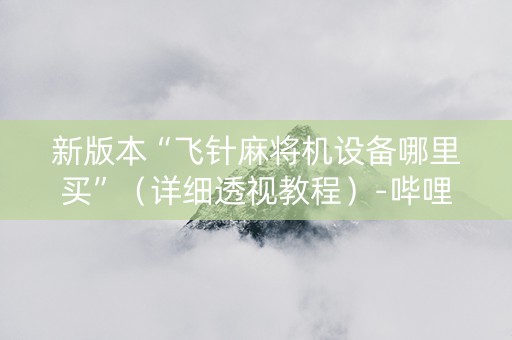 新版本“飞针麻将机设备哪里买”（详细透视教程）-哔哩哔哩