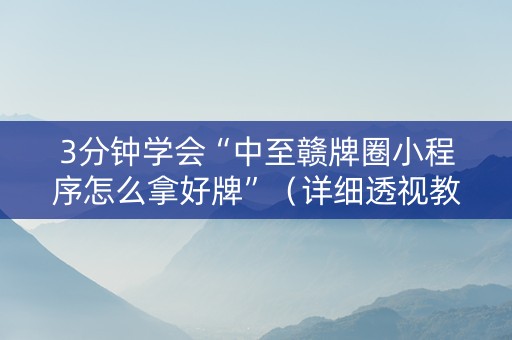 3分钟学会“中至赣牌圈小程序怎么拿好牌”（详细透视教程）-哔哩哔哩