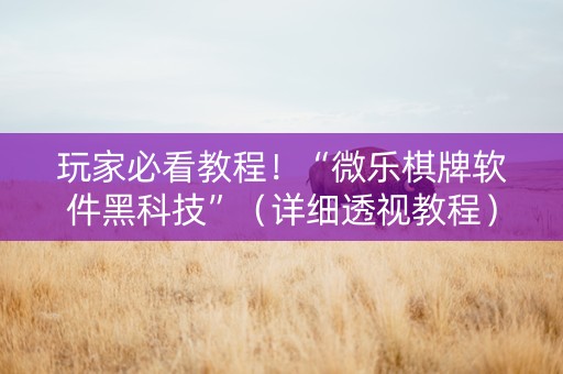 玩家必看教程！“微乐棋牌软件黑科技”（详细透视教程）-哔哩哔哩