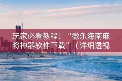 玩家必看教程！“微乐海南麻将神器软件下载”（详细透视教程）-哔哩哔哩