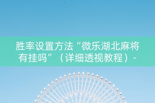 胜率设置方法“微乐湖北麻将有挂吗”（详细透视教程）-哔哩哔哩
