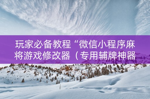 玩家必备教程“微信小程序麻将游戏修改器（专用辅牌神器免安装）