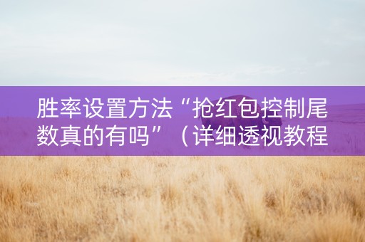 胜率设置方法“抢红包控制尾数真的有吗”（详细透视教程）-哔哩哔哩