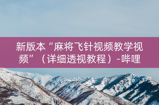 新版本“麻将飞针视频教学视频”（详细透视教程）-哔哩哔哩