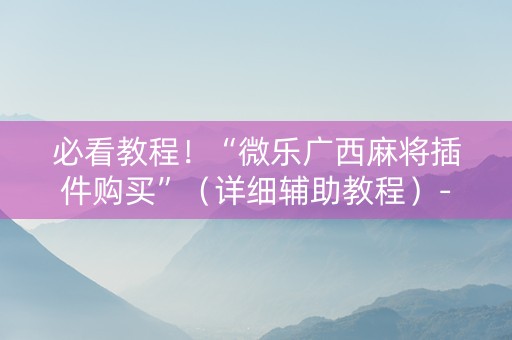 必看教程！“微乐广西麻将插件购买”（详细辅助教程）-哔哩哔哩