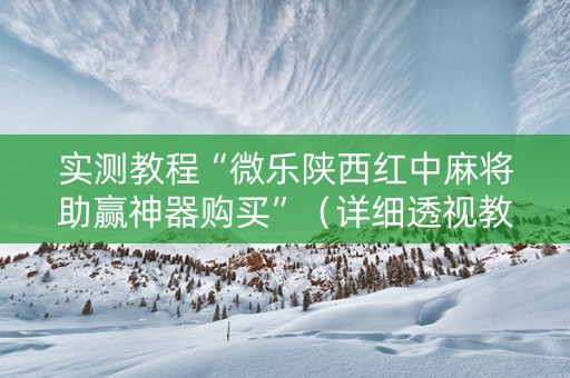 实测教程“微乐陕西红中麻将助赢神器购买”（详细透视教程）-哔哩哔哩