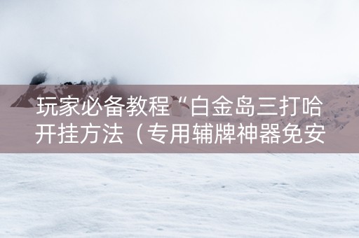玩家必备教程“白金岛三打哈开挂方法（专用辅牌神器免安装）