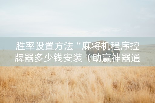 胜率设置方法“麻将机程序控牌器多少钱安装（助赢神器通用版）
