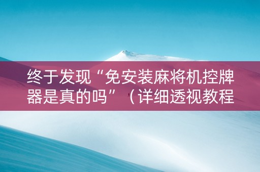 终于发现“免安装麻将机控牌器是真的吗”（详细透视教程）-哔哩哔哩