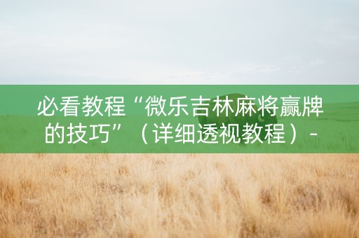 必看教程“微乐吉林麻将赢牌的技巧”（详细透视教程）-哔哩哔哩