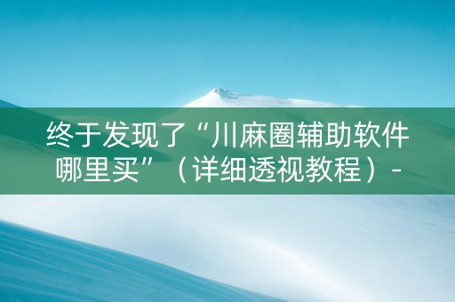 终于发现了“川麻圈辅助软件哪里买”（详细透视教程）-哔哩哔哩