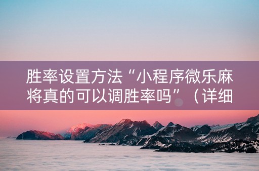 胜率设置方法“小程序微乐麻将真的可以调胜率吗”（详细透视教程）-哔哩哔哩