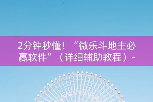 2分钟秒懂！“微乐斗地主必赢软件”（详细辅助教程）-哔哩哔哩