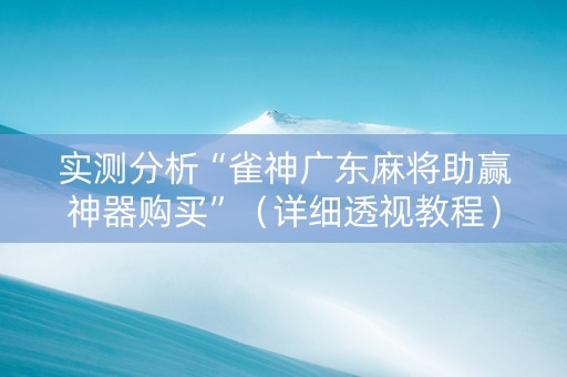 实测分析“雀神广东麻将助赢神器购买”（详细透视教程）-哔哩哔哩