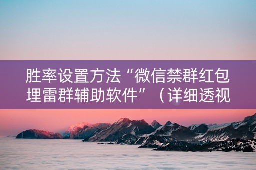 胜率设置方法“微信禁群红包埋雷群辅助软件”（详细透视教程）-哔哩哔哩