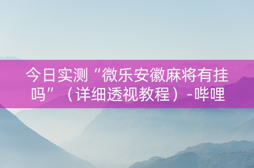 今日实测“微乐安徽麻将有挂吗”（详细透视教程）-哔哩哔哩