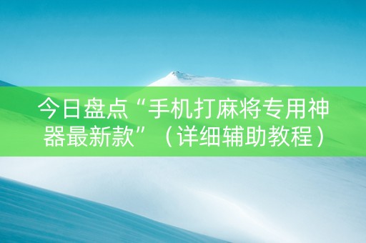 今日盘点“手机打麻将专用神器最新款”（详细辅助教程）-哔哩哔哩