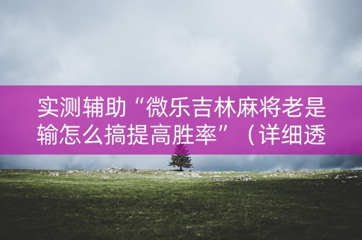实测辅助“微乐吉林麻将老是输怎么搞提高胜率”（详细透视教程）-哔哩哔哩