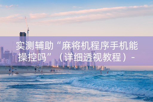 实测辅助“麻将机程序手机能操控吗”（详细透视教程）-哔哩哔哩